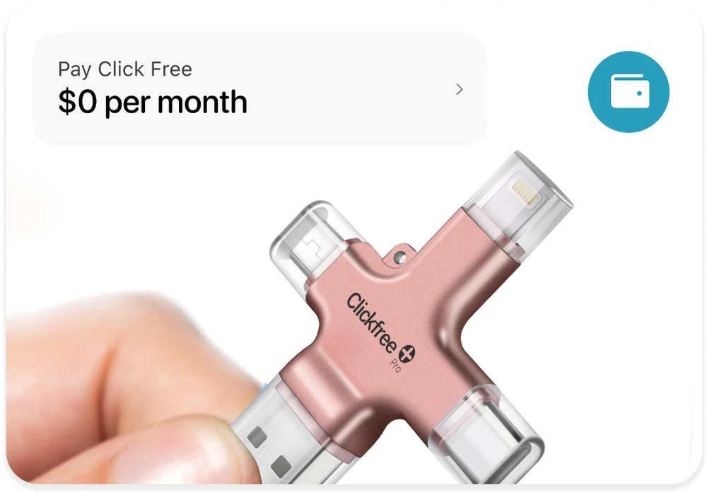 Hand pinching a rose-gold ClickFree Pro